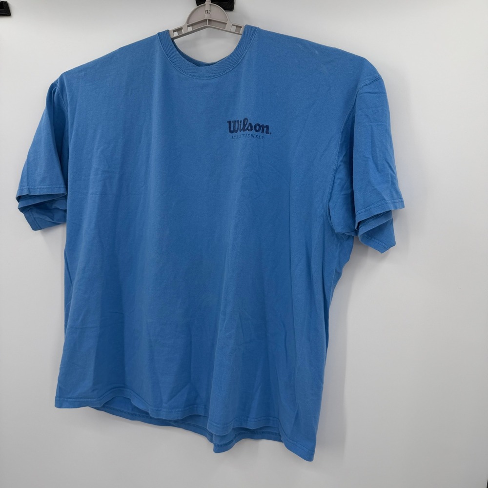 Vintage Wilson Athletic Wear Mens Blue Short Sleeve Cotton T-Shirt 3X Logo Tee